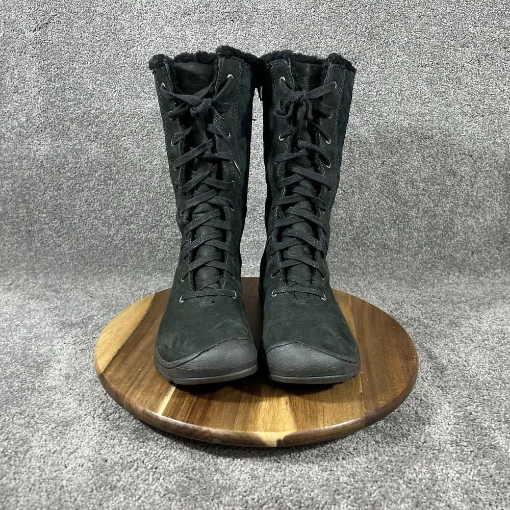 KEEN Crested Butte High Women’s Size 9 Black Quilted Sued Winter Snow Boots Used